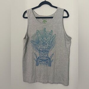Tribal Spiritual Gray Tank Top with Blue Graphic, size XL or Extra large